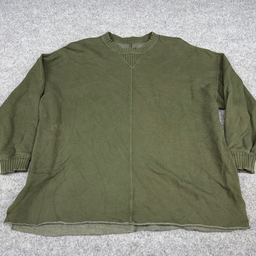 Aerie Oversized Sweatshirt Womens Small Green Pullover Long Sleeve Crew Neck EUC